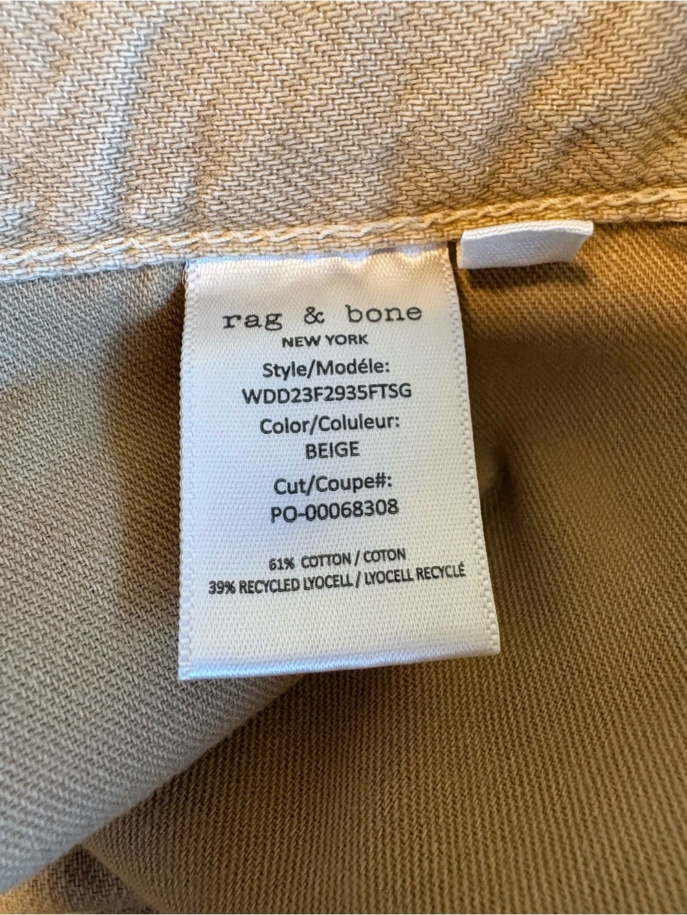 Rag & Bone Featherweight Logan Mid-Rise Wide Leg Jeans Minimalist Beige 28 - Picture 11 of 12